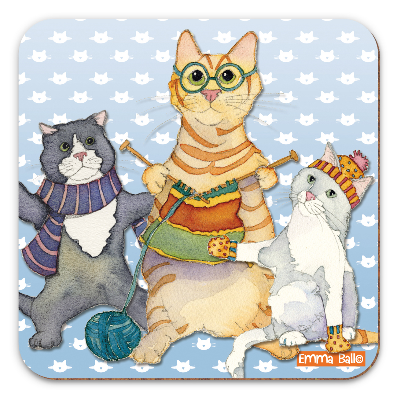 Knitting Kittens - Single Coaster