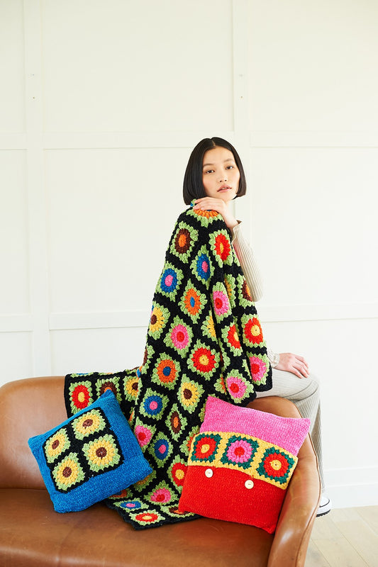 Crochet Pattern 10078 - Crochet Blanket and Cushions in Squeeze Me DK