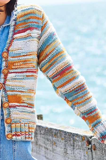 Knitting Pattern 10097 - Cardigan & Tank Top in For the Love of Stripes Chunky