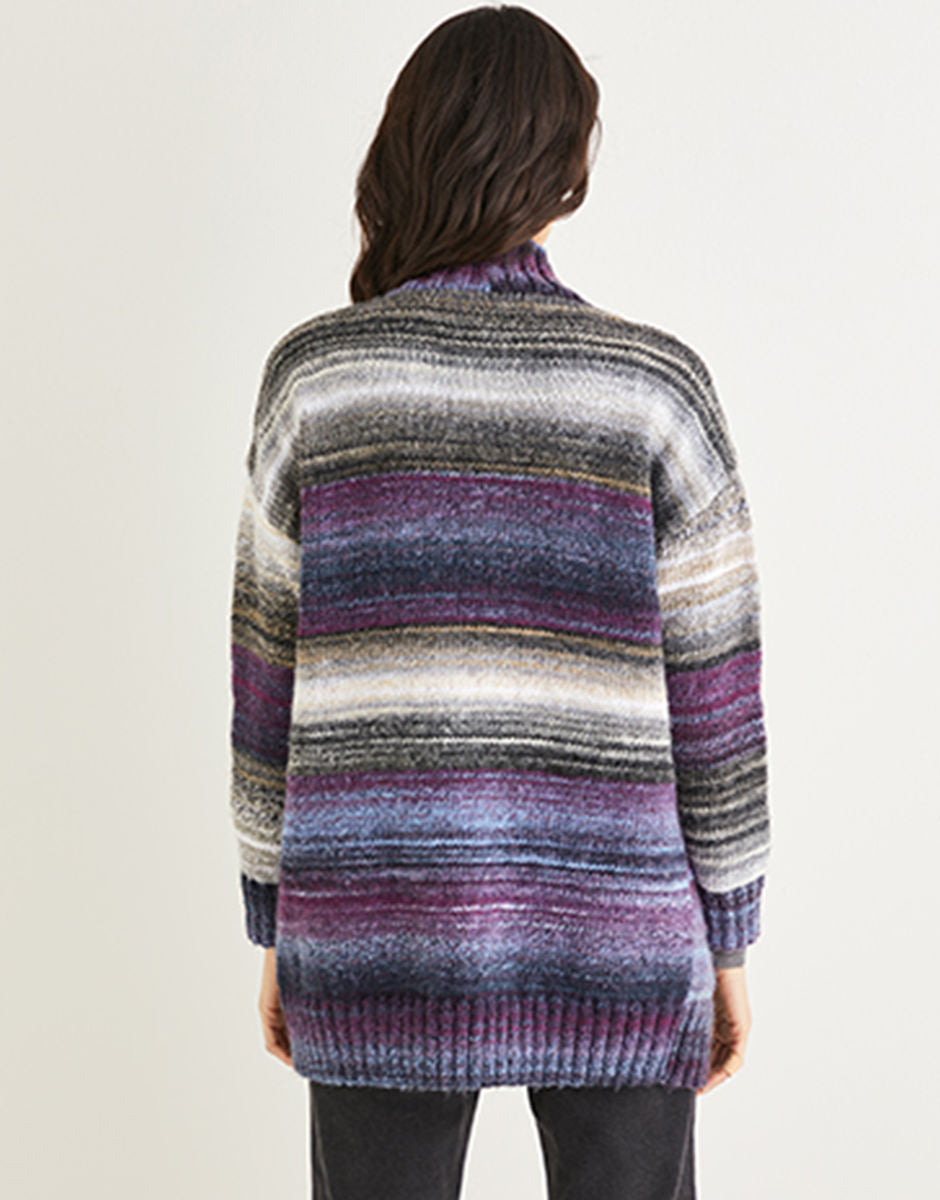 Knitting Pattern 10138 - WOMEN’S WIDE RIB LONGLINE CARDIGAN IN SIRDAR JEWELSPUN ARAN