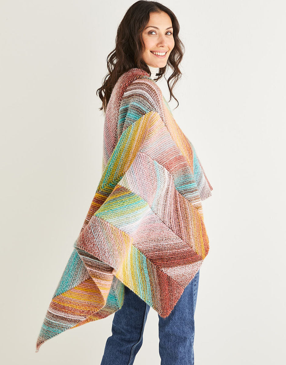 Knitting Pattern 10141 - KNITTED BIAS BLANKET IN SIRDAR JEWELSPUN