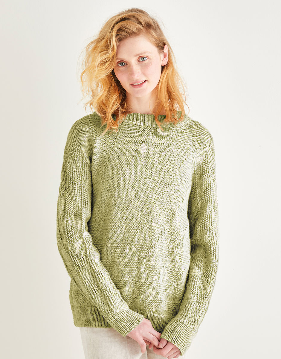 Knitting Pattern 10198 - TRIANGLE REVERSE STITCH SWEATER IN SIRDAR COUNTRY CLASSIC DK