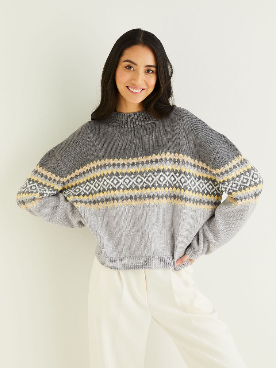 Knitting Pattern 10309 - FAIRISLE PLACEMENT SWEATER IN SIRDAR CASHMERE MERINO SILK DK