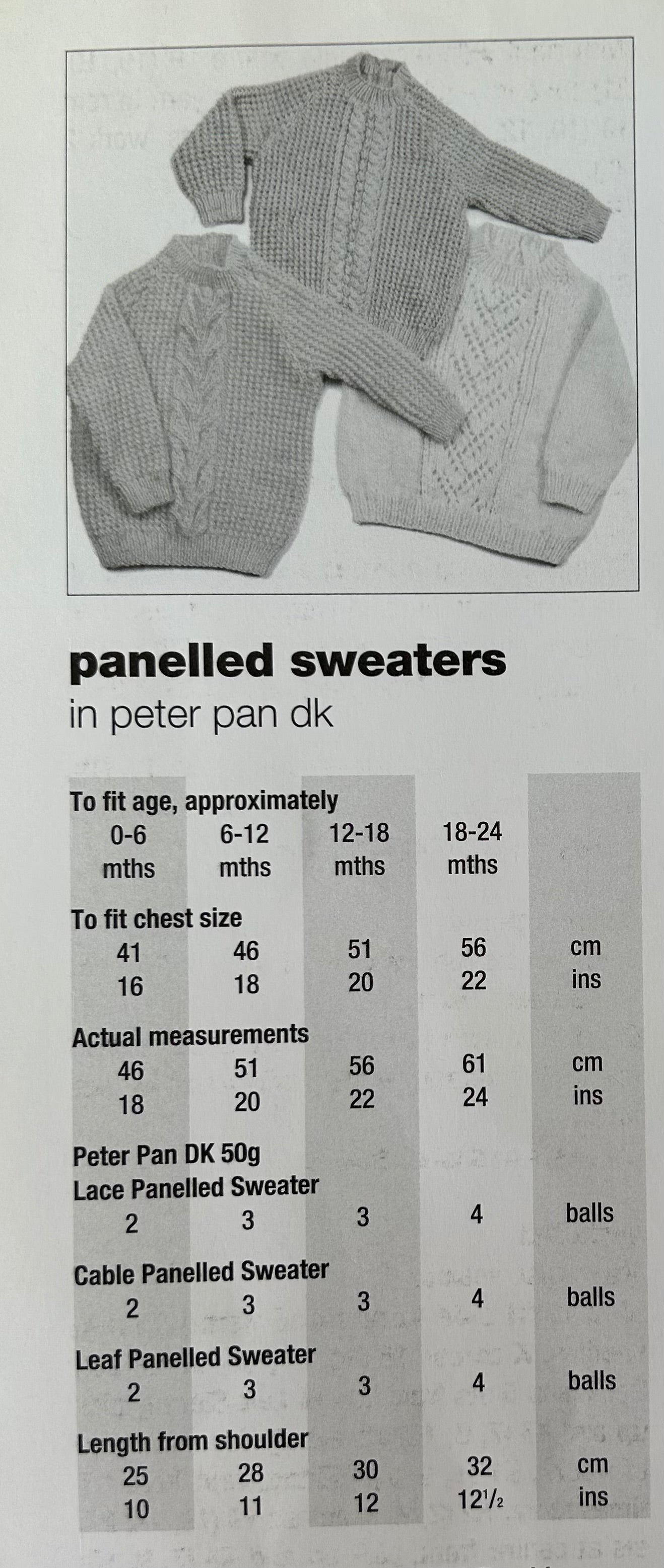 Knitting Pattern P1060 - Panelled Sweater in Peter Pan DK