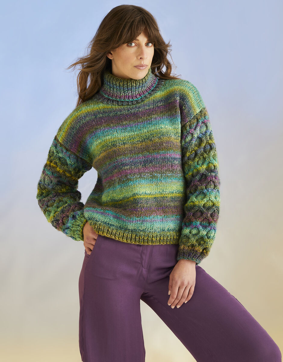 Knitting Pattern 10706 - KELP SLEEVE SWEATER AND SCARF IN SIRDAR JEWELSPUN WITH WOOL CHUNKY