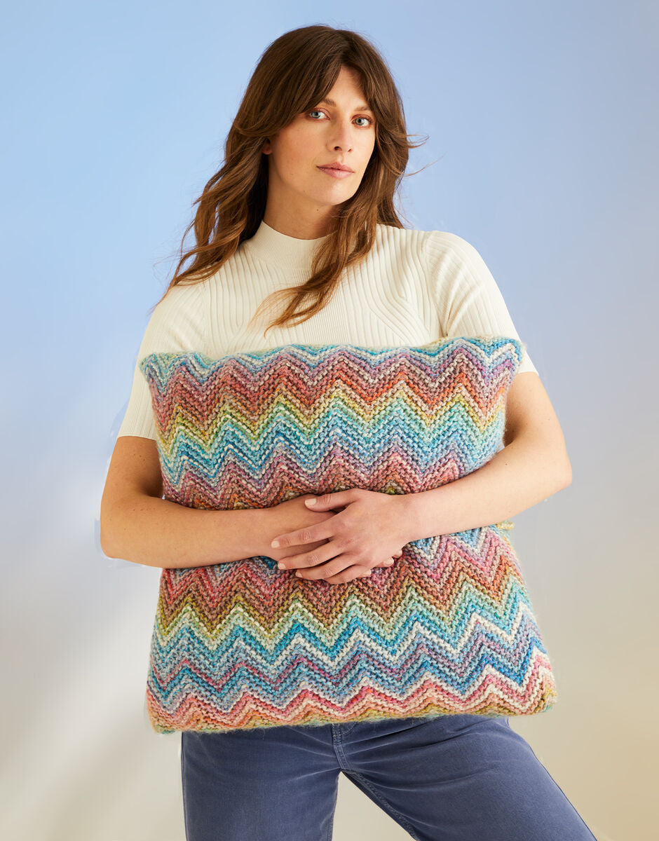 Knitting Pattern 10707 - RIPPLES BLANKET AND CUSHION IN SIRDAR JEWELSPUN WITH WOOL CHUNKY