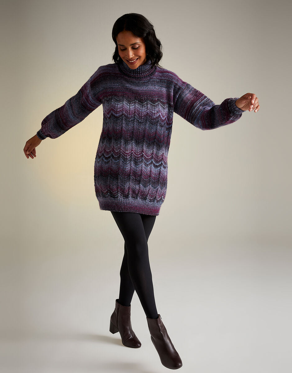 Knitting Pattern 10713 - NIGHT BLOOMING ROLL NECK IN SIRDAR JEWELSPUN ARAN