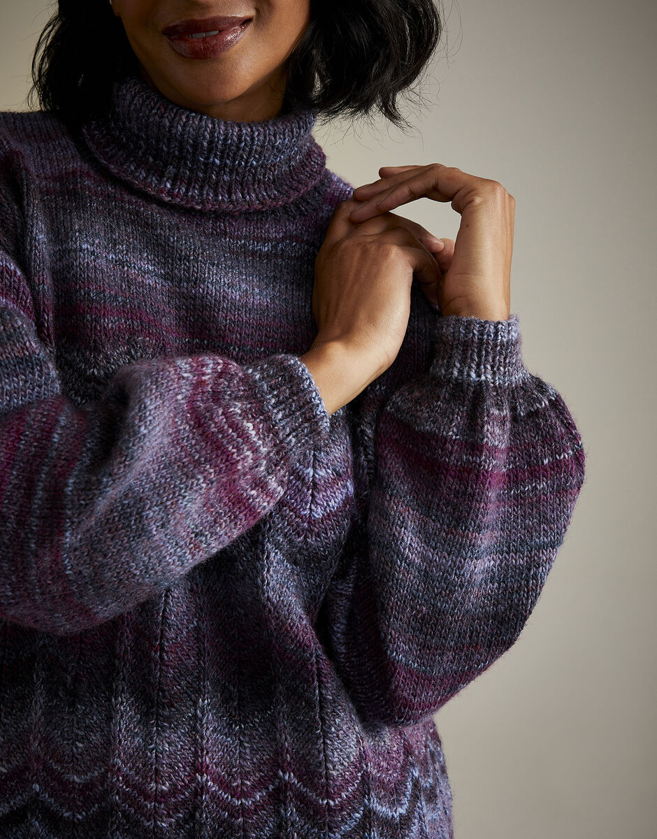 Knitting Pattern 10713 - NIGHT BLOOMING ROLL NECK IN SIRDAR JEWELSPUN ARAN