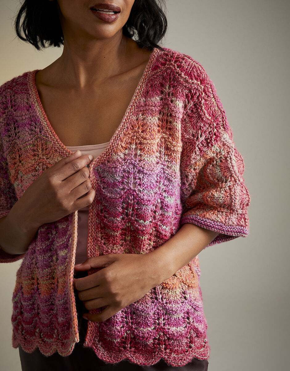 Knitting Pattern 10715 - HOT HOUSE FLOWERS CARDIGAN IN SIRDAR JEWELSPUN ARAN