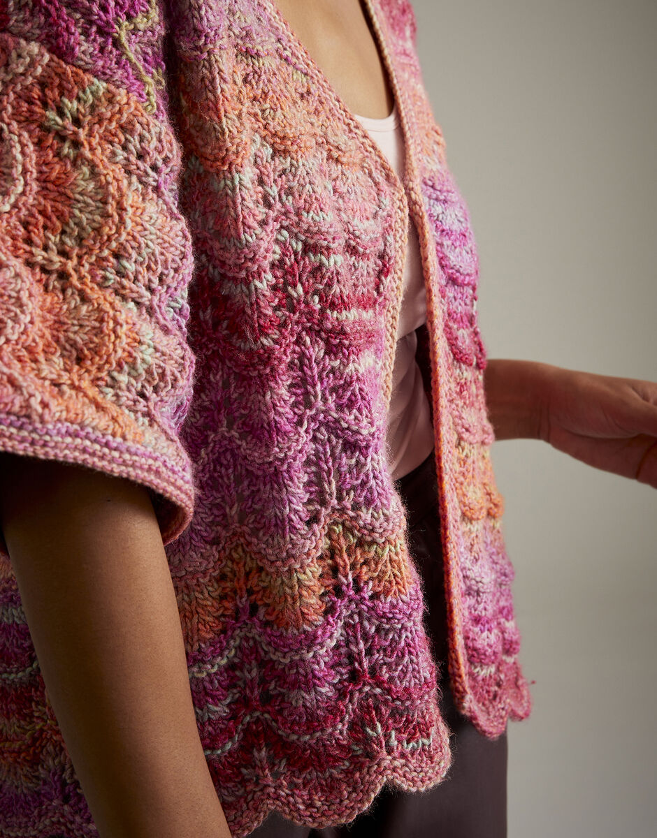 Knitting Pattern 10715 - HOT HOUSE FLOWERS CARDIGAN IN SIRDAR JEWELSPUN ARAN