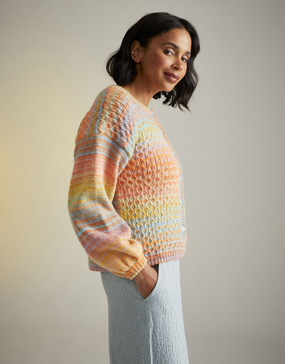 Knitting Pattern 10716 - TWILIGHT TRELLIS CARDIGAN IN SIRDAR JEWELSPUN ARAN