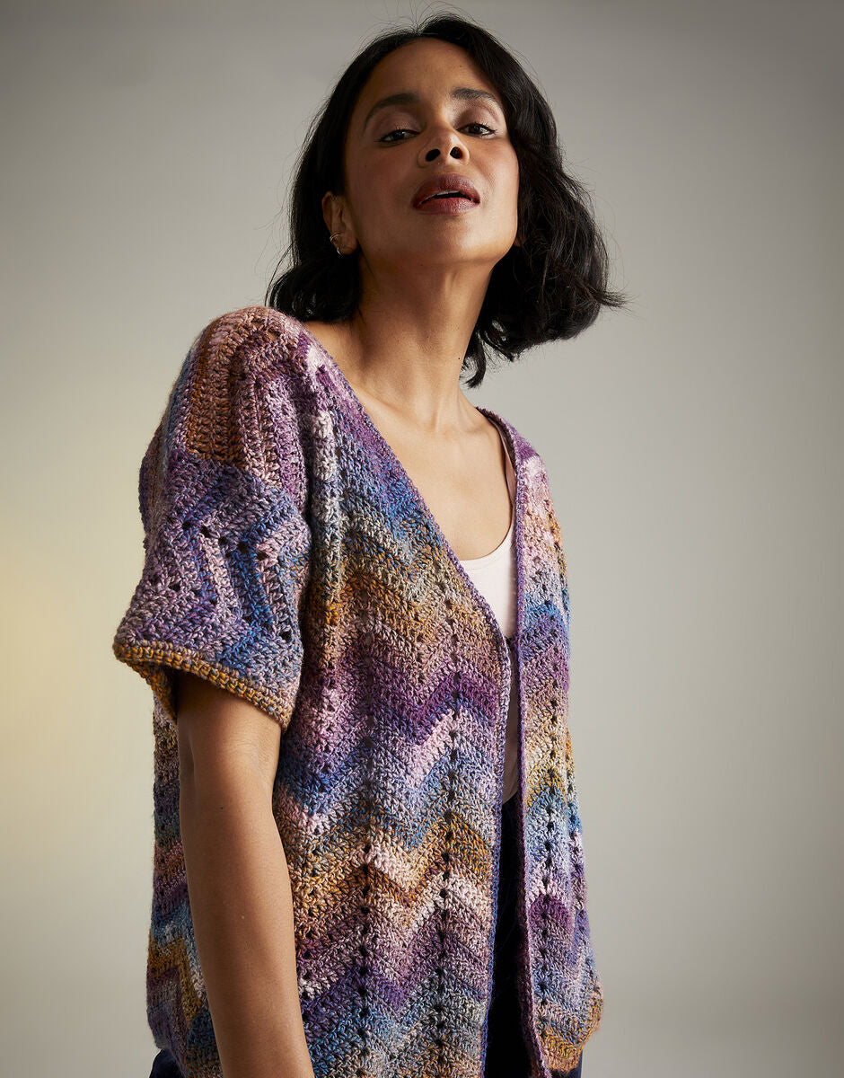 Knitting Pattern 10725 - MOONLIT BLOOM CARDIGAN IN SIRDAR JEWELSPUN ARAN