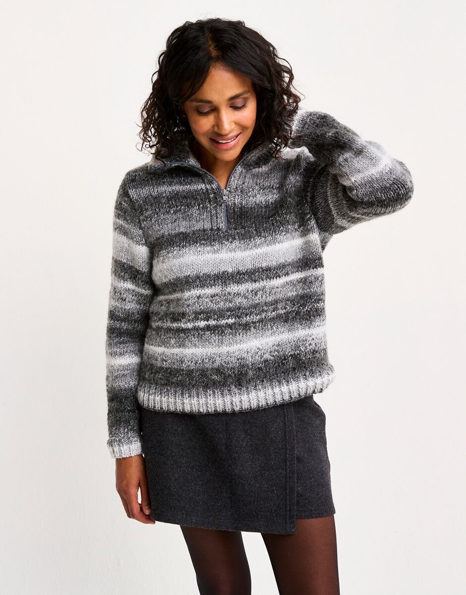 Knitting Pattern 10802 - QUARTZ ZIP COLLAR JUMPER KNITTING PATTERN IN JEWELSPUN WITH WOOL CHUNKY
