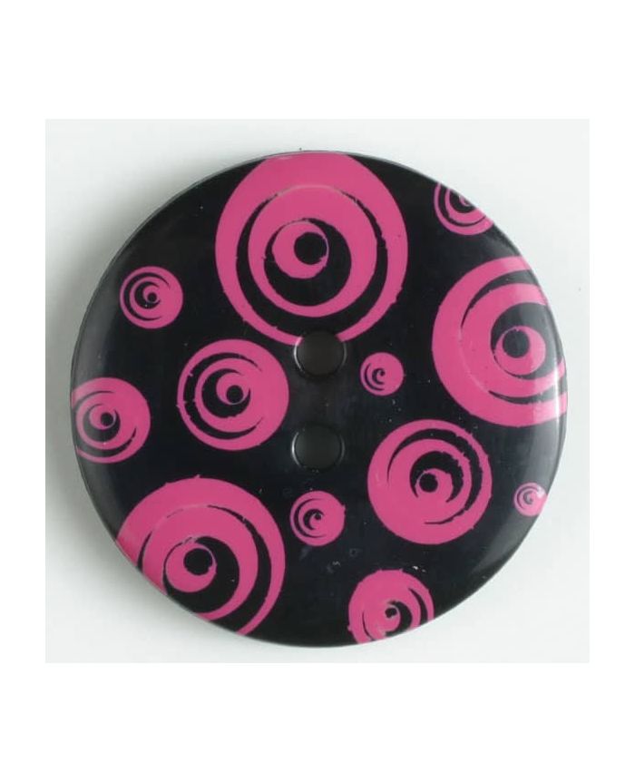 2 Hole Button - 34mm - Black/Pink