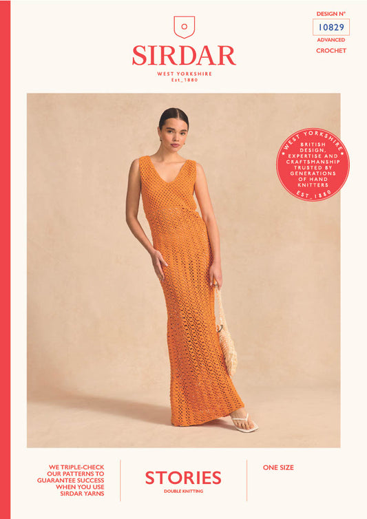 Crochet Pattern 10829 - Slinky Sundown Maxi Dress in Stories DK