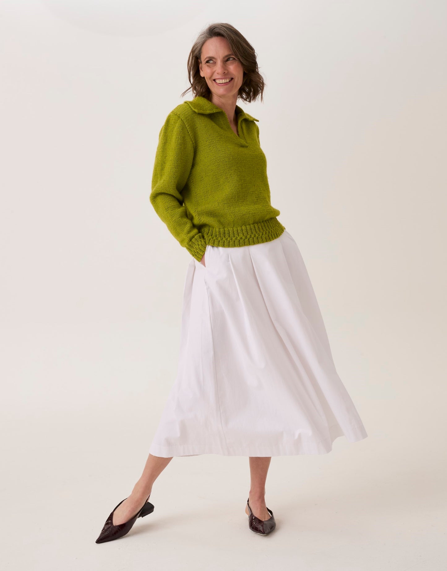 Knitting Pattern 10911 - Branched Rib Polo Sweater in Loveful Bio Blend DK