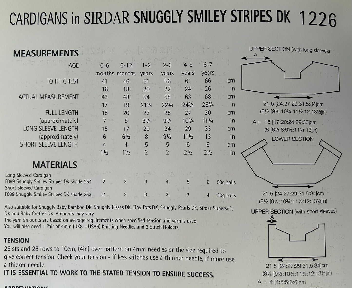 Knitting Pattern 1226 - Bolero Style Cardigans in Snuggly Smiley Stripes DK