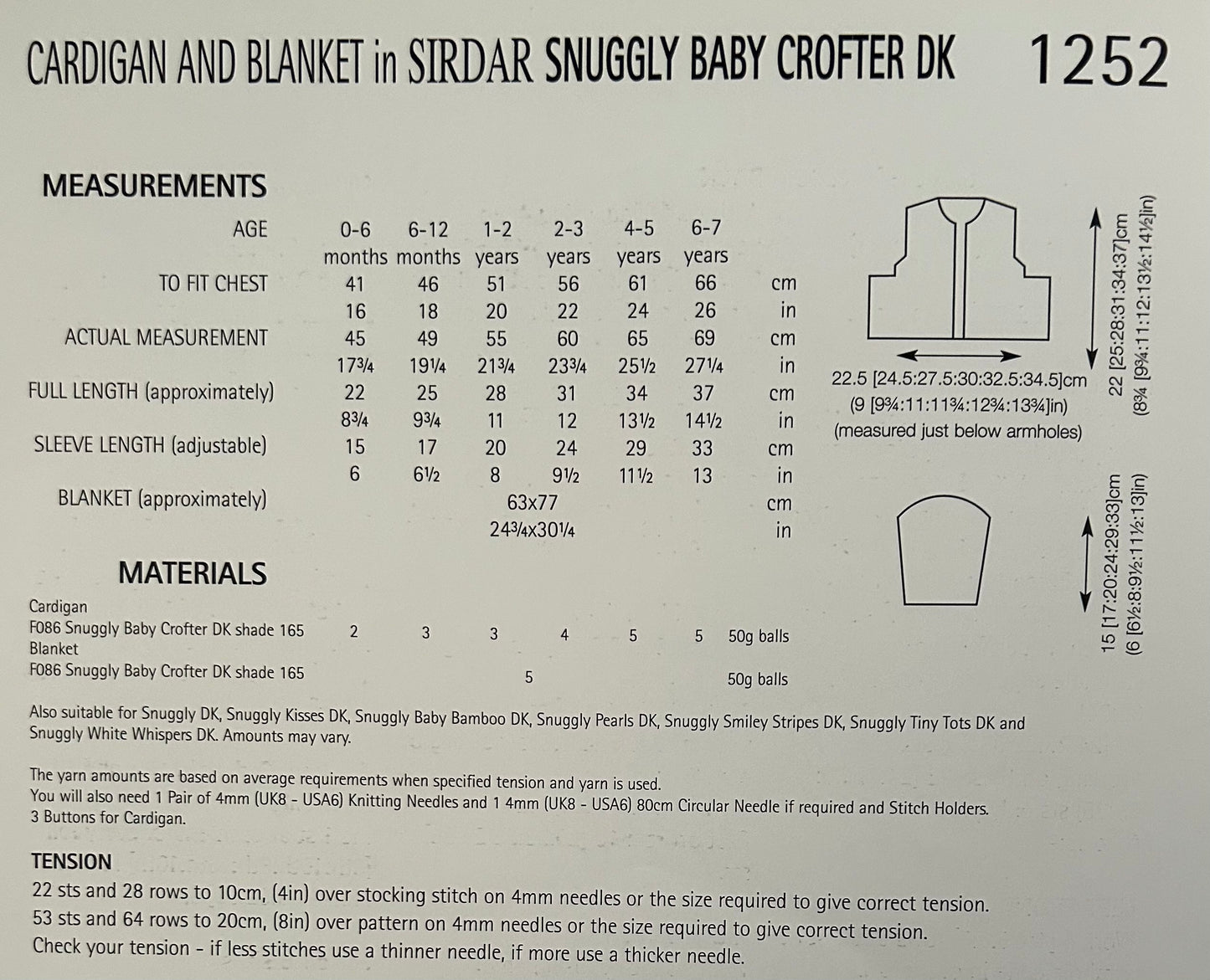 Knitting Pattern 1252 - Cardigan & Blanket in Baby Crofter DK