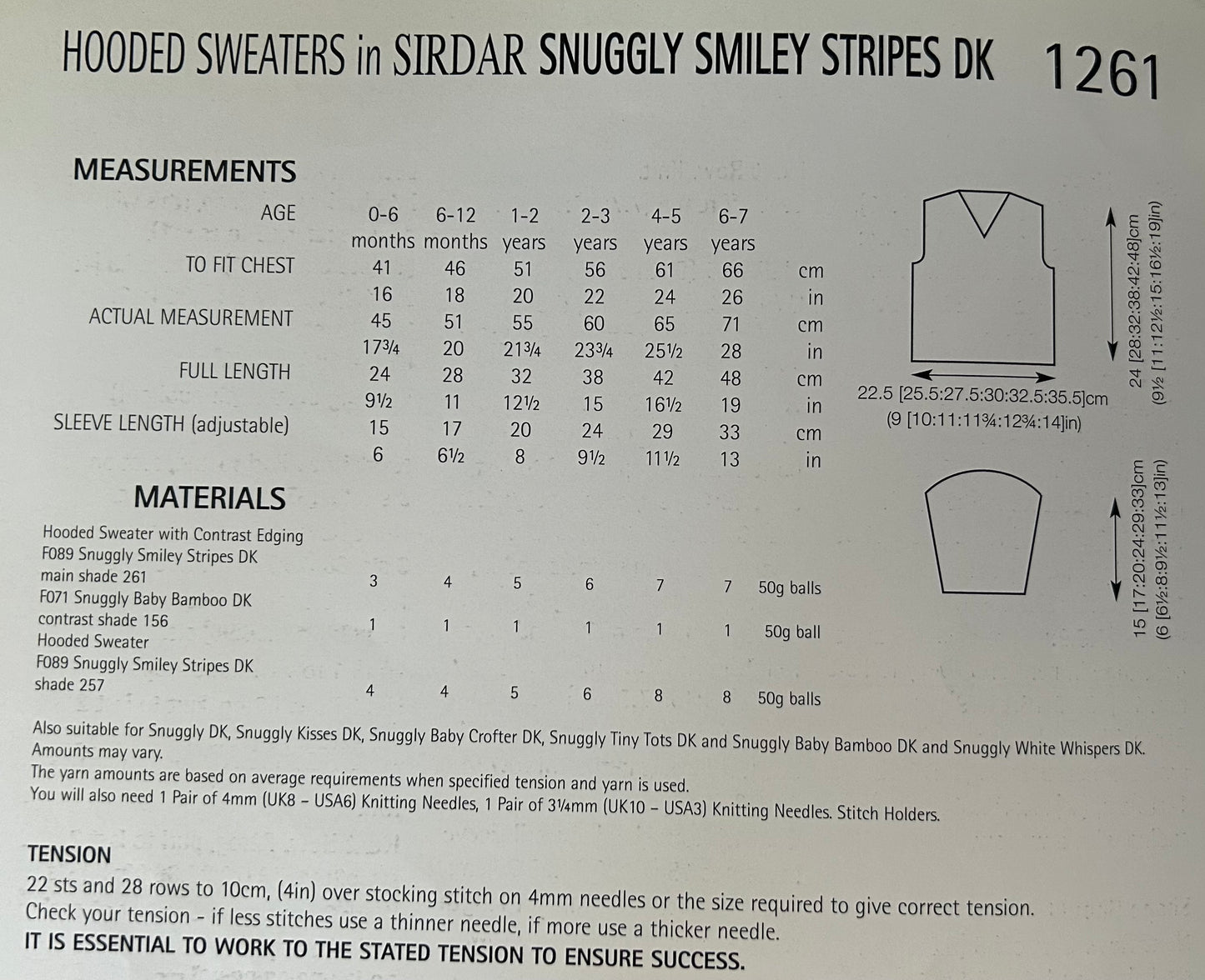 Knitting Pattern 1261 - Hooded Sweaters in Snuggly Smiley Stripes DK & Baby Bamboo DK