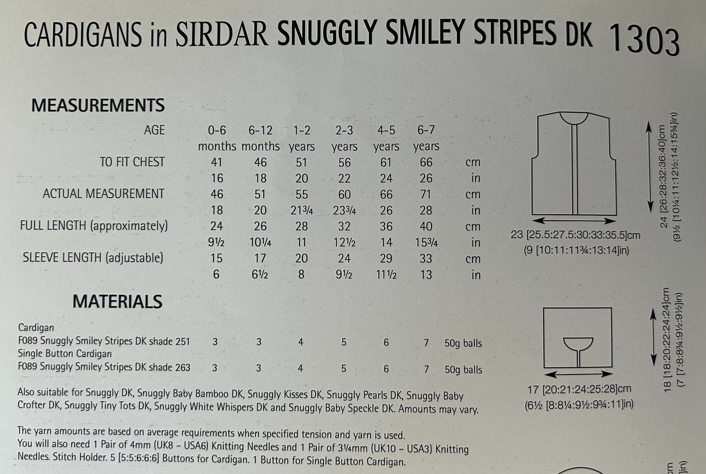 Knitting Pattern 1303 - Cardigans in Snuggly Smiley Stripes DK