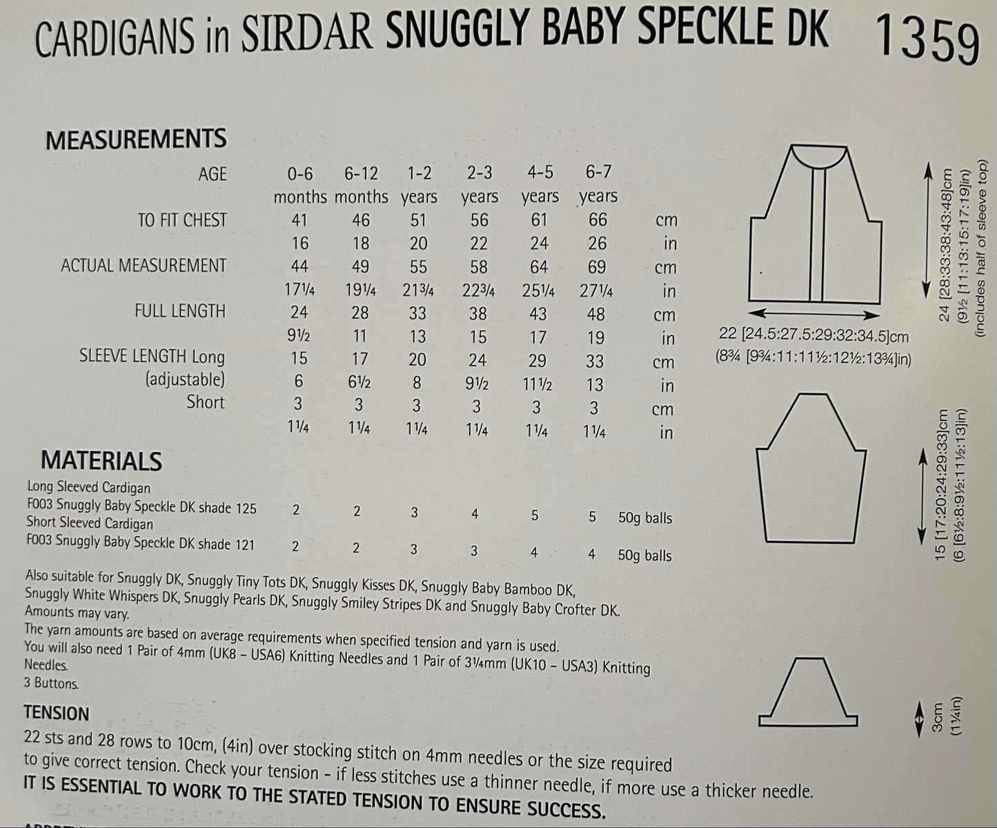 Knitting Pattern 1359 - Cardigans in Snuggly Baby Speckle DK