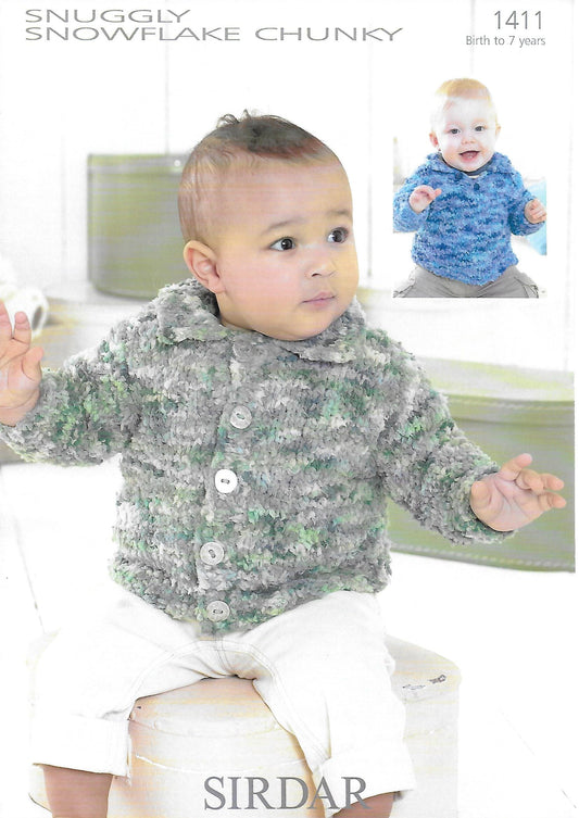 Knitting Pattern 1411 - Sweater & Cardigan in Snuggly Snowflake Chunky