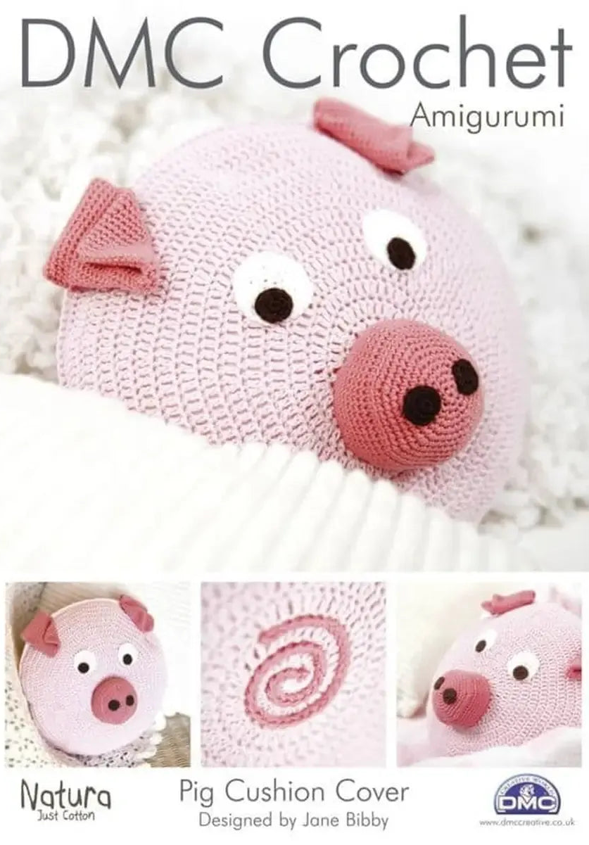 Crochet Pattern - Pig Cushion Cover - DMC Petra 3 Crochet Cotton