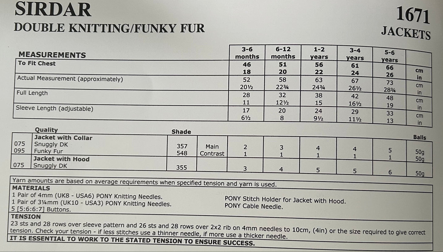 Knitting Pattern 1671 - Jackets in Snuggly DK & Funky Fur