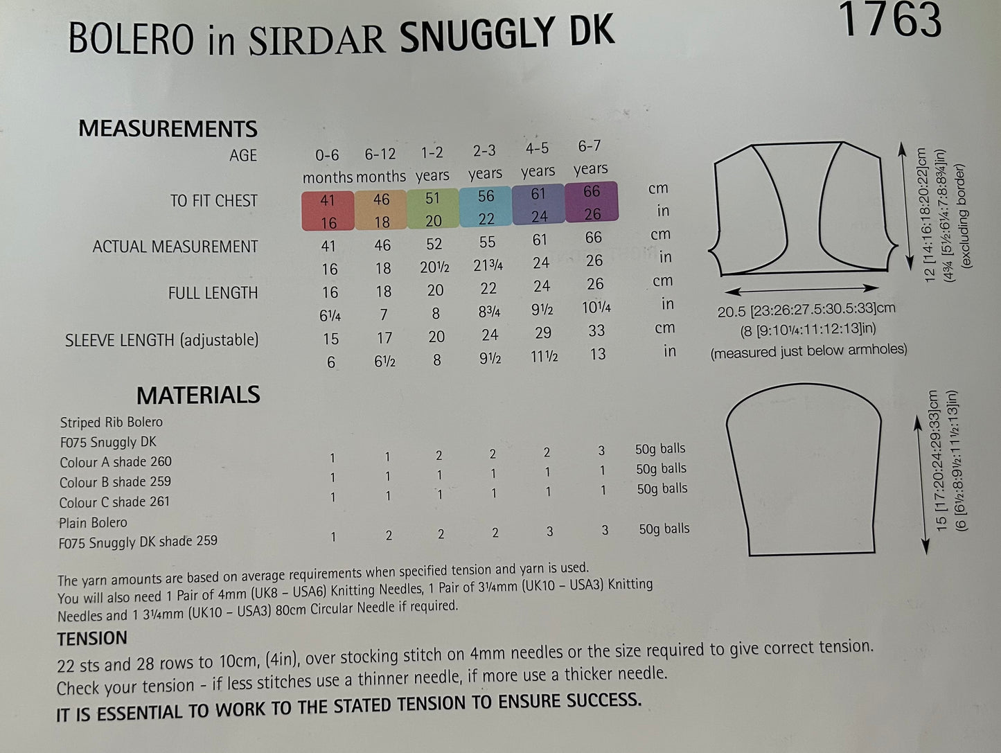 Knitting Pattern 1763 - Bolero in Snuggly DK