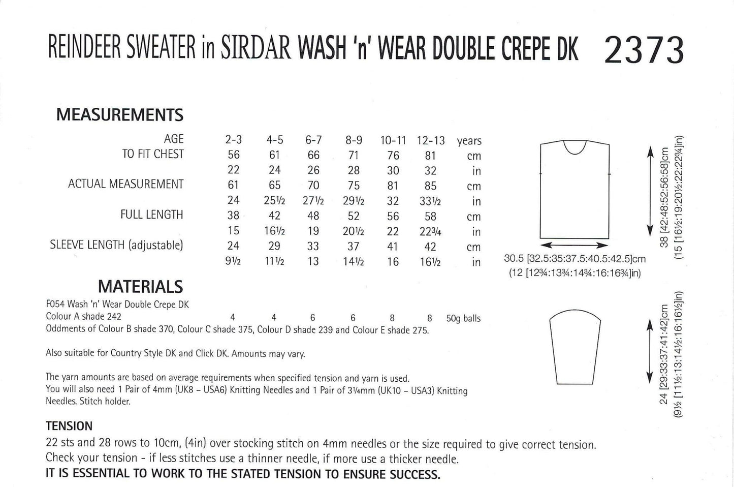 Knitting Pattern 2373 - Reindeer Sweater in DK