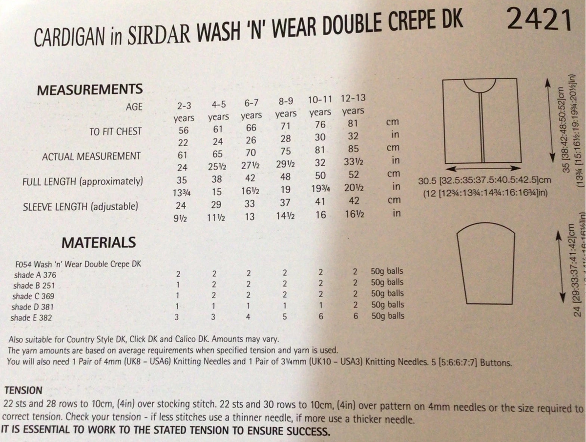 Knitting Pattern 2421 - Cardigan in Wash'n'Wear Crepe DK