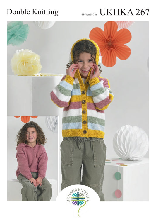Knitting Pattern UKHKA/267 - Children's Cardigan and Sweater in DK