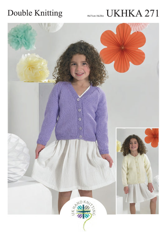 Knitting Pattern UKHKA/271 - Children's Cardigans in DK