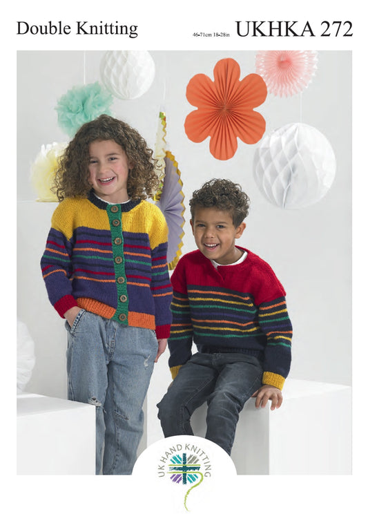 Knitting Pattern UKHKA/272 - Children's Jumper and Cardigan in DK