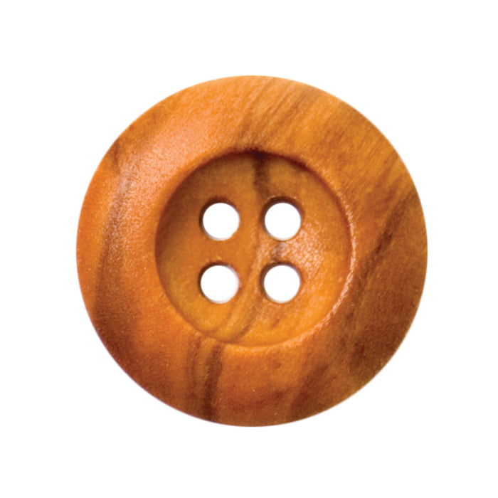 4 Hole Wooden Button - 18mm - Light Brown