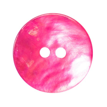 2 Hole Button - Shell - 13mm - Mid Pink