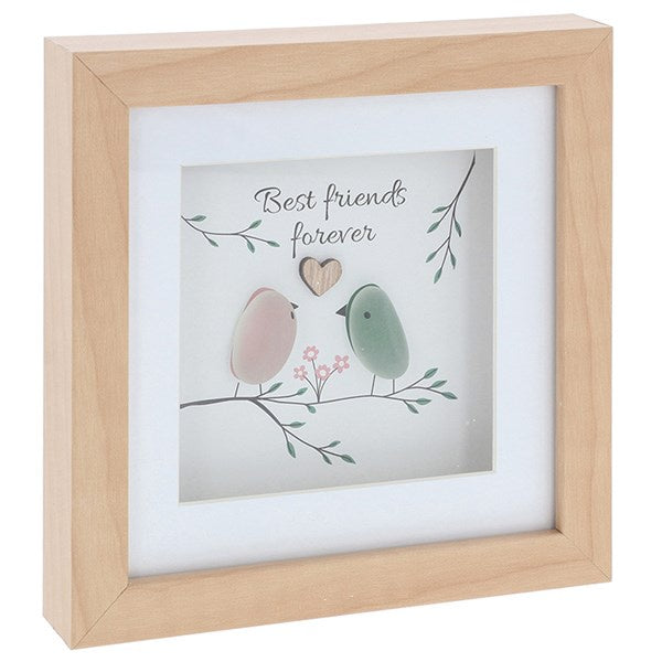 Pebble Glass Square Plaque - BEST FRIENDS