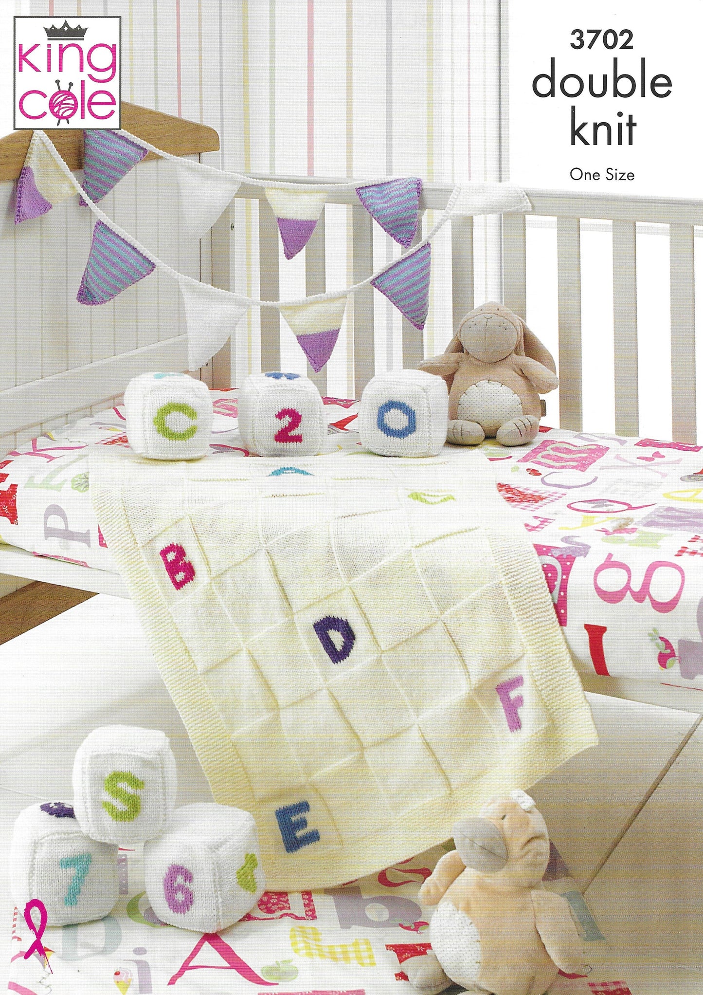 Knitting Pattern 3702 - Blocks, Bunting and Blanket Knitted in Comfort DK