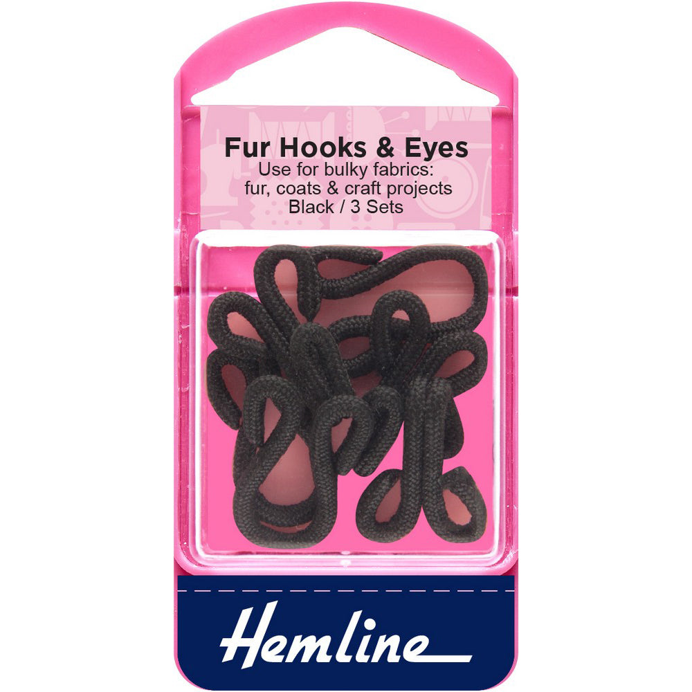 FUR HOOKS & EYES - Set of 3 - Choice of colours