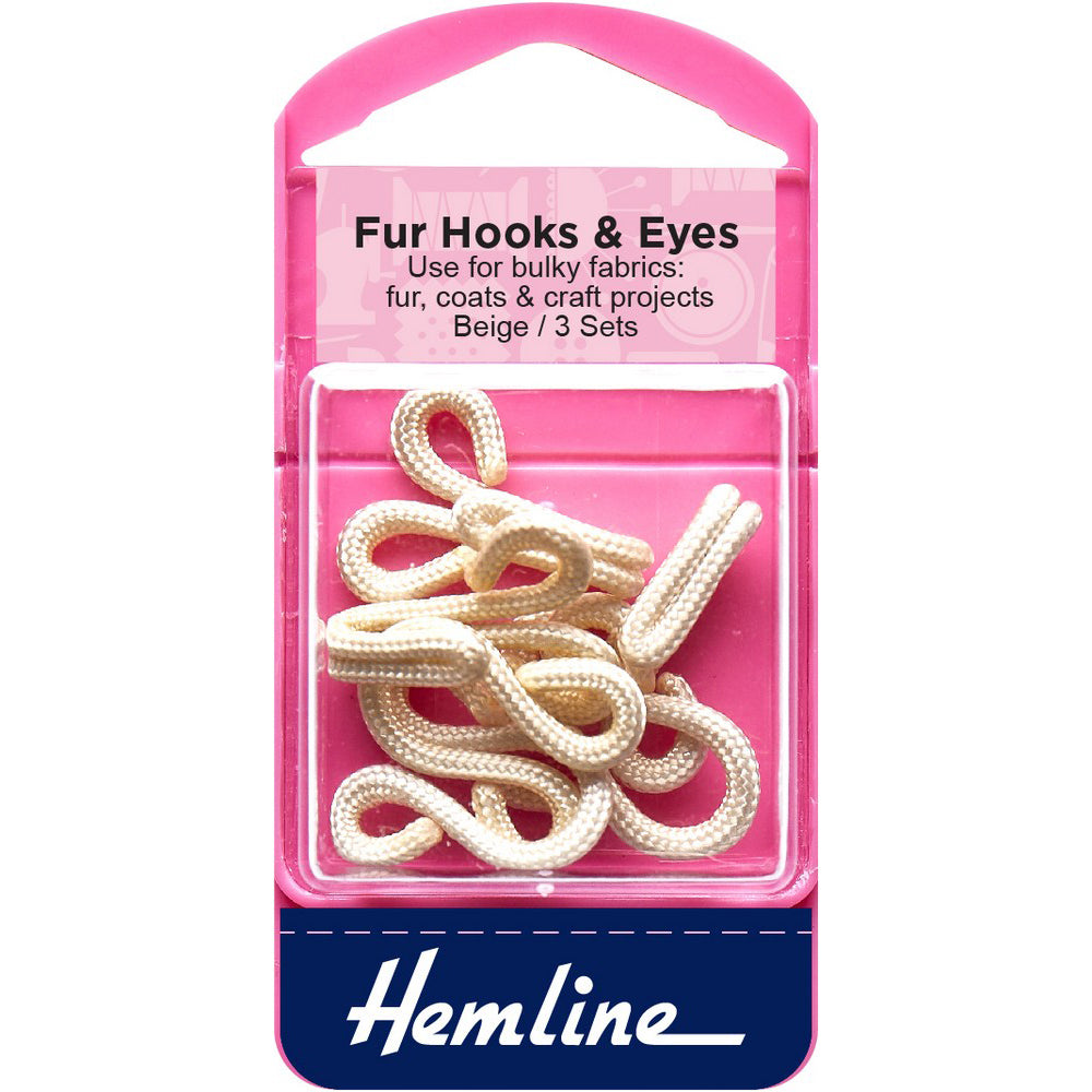 FUR HOOKS & EYES - Set of 3 - Choice of colours