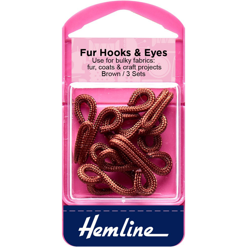FUR HOOKS & EYES - Set of 3 - Choice of colours