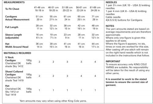 Knitting Pattern 4198 - Cardigans and Hat Knitted with Cherished DK