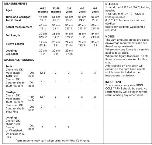 Knitting Pattern 4203 - Tunic, Cardigan and Leggings Knitted with Cherish DK