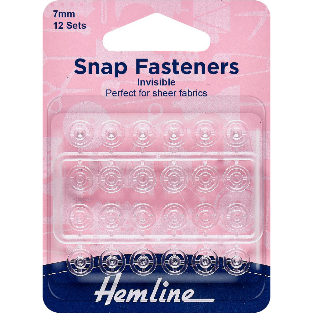 Snap Fasteners - 7mm - Invisible x 12 sets - 2 Colours
