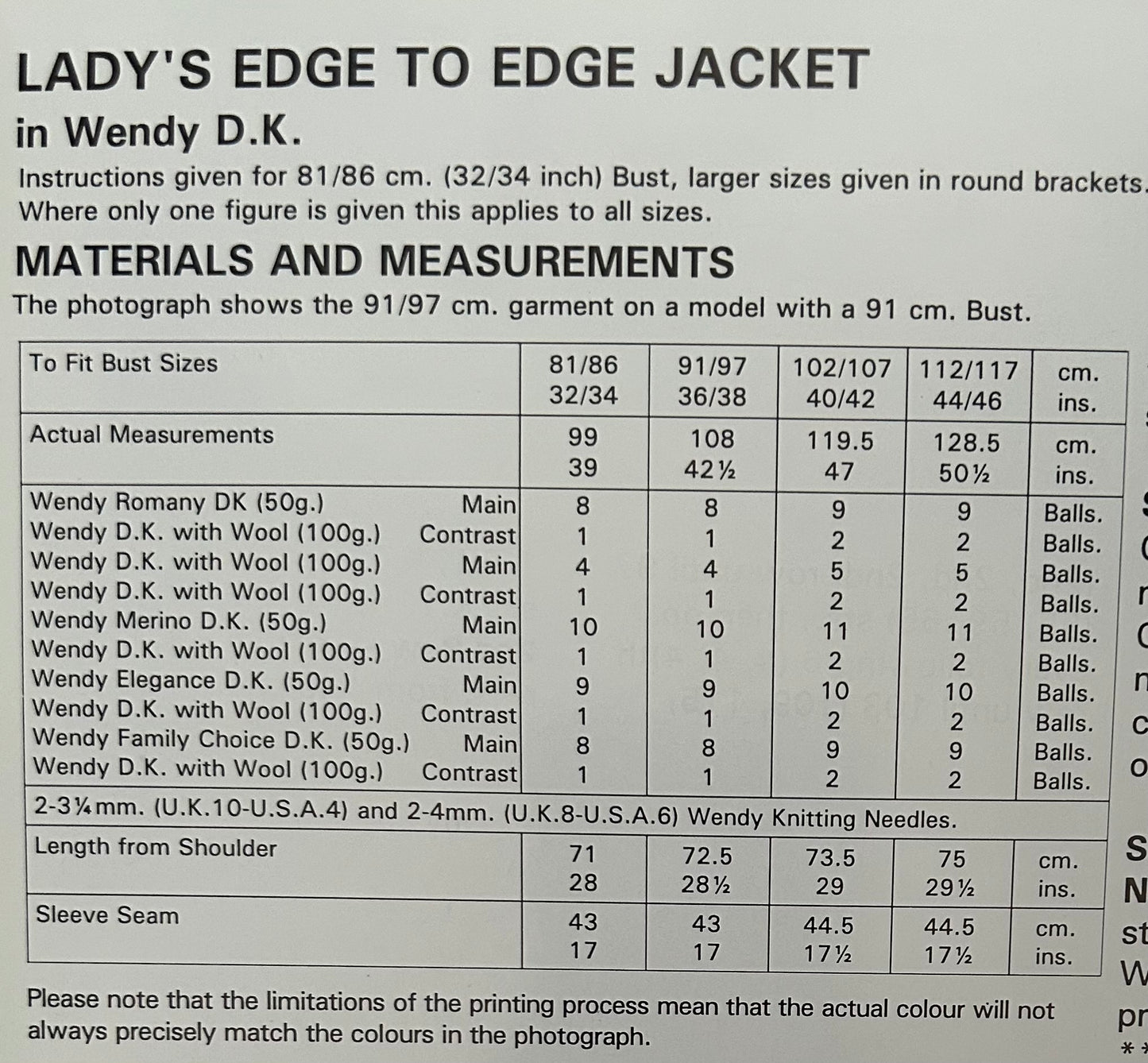 Vintage Knitting Pattern 4282 - Edge to Edge Jacket in DK
