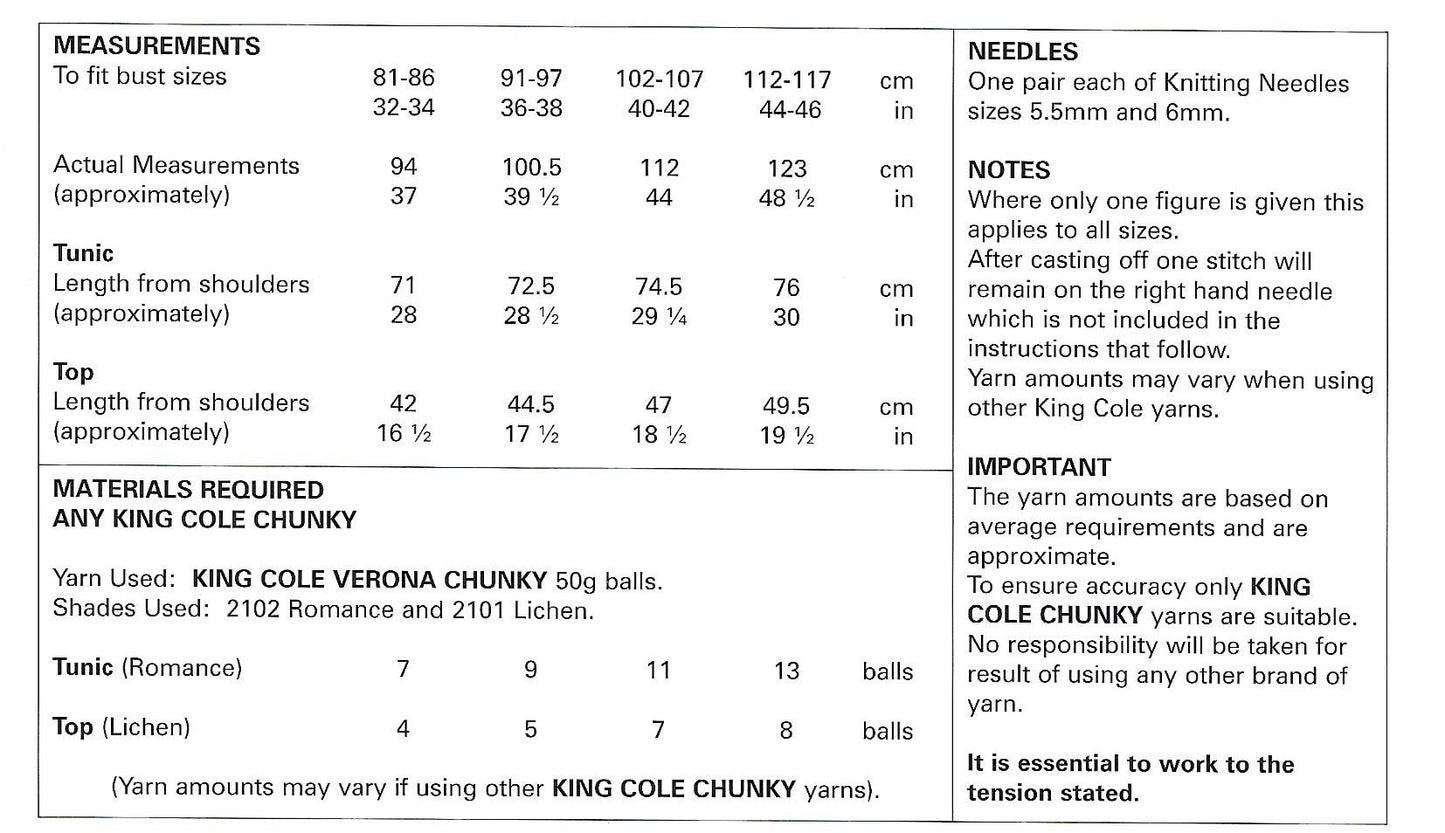 Knitting Pattern 4301 - Tunic & Top in Verona Chunky