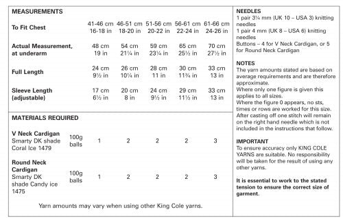 Knitting Pattern 4317 - Cardigans Knitted with Smarty DK