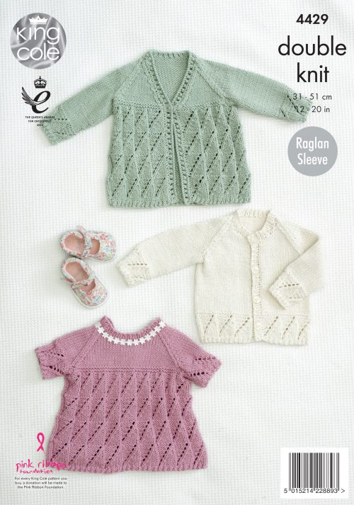 Knitting Pattern 4429 - Matinee Coat, Angel Top and Cardigan Knitted with Cottonsoft DK