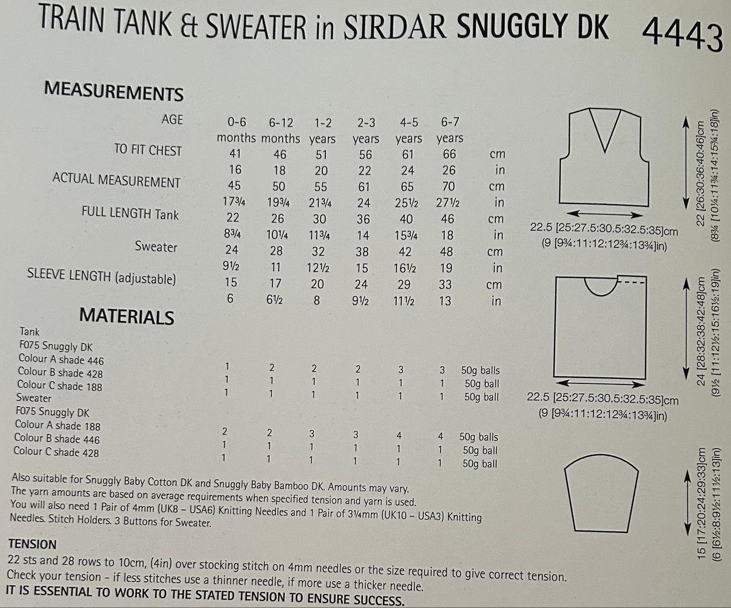 Knitting Pattern 4443 - TRAIN JUMPER & TANK TOP IN SNUGGLY DK