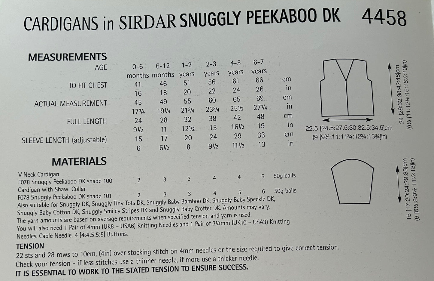 Knitting Pattern 4458 - Cardigans in Snuggly Peekaboo DK